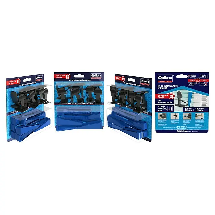 Quilosa Sistema de nivelación de placas - Anchura de la junta: 3 mm, 10 ud. - Kit autonivelante para placas Quilosa, que incluye herramientas para una instalación fácil y precisa, garantizando superficies niveladas para resultados profesionales.