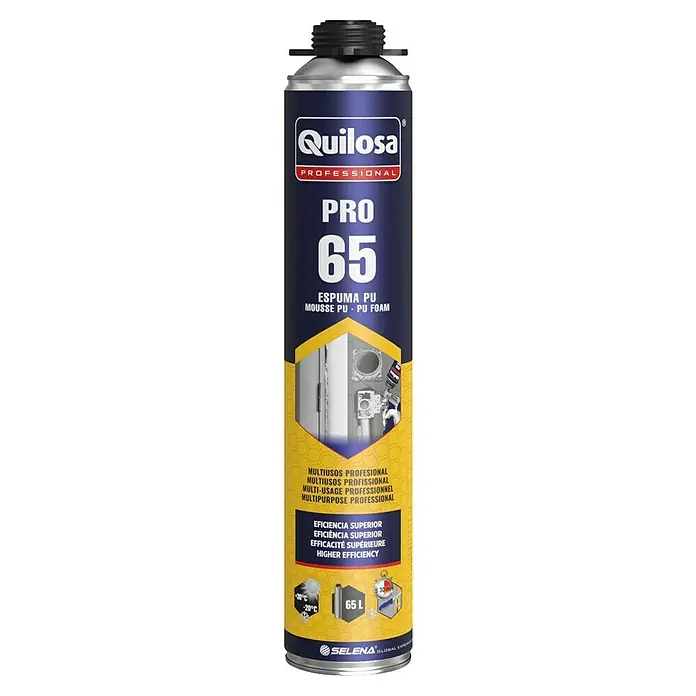 Quilosa Sellador Sanitario Protect Antimoho - Blanco, 280 ml - Bote de espuma de poliuretano Quilosa Pro 65 para aplicaciones profesionales. Ideal para rellenar, sellar y aislar en la construcción con alta eficiencia.