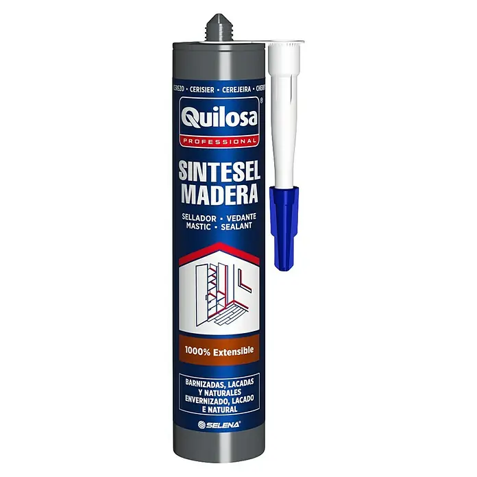 Quilosa Sellador para madera Sintesel - 300 ml, Cerezo - Imagen de un sellador de madera Quilosa Sintesel Madera. Un producto de calidad para reparaciones de madera duraderas y flexibles para uso interior.