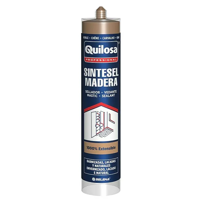 Quilosa Sellador para madera Sintesel - 300 ml, Roble - Imagen detallada del sellador para madera Quilosa Sintesel Madera, ideal para sellar y rellenar trabajos de carpintería.