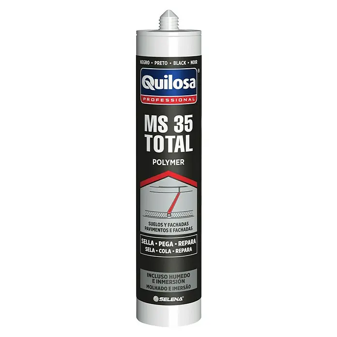Quilosa Adhesivo y sellador Sintex MS 35 - Negro, 300 ml - Sellador polímero Quilosa MS 35 Total en negro, ideal para sellar y reparar interiores y exteriores, incluso en condiciones húmedas.