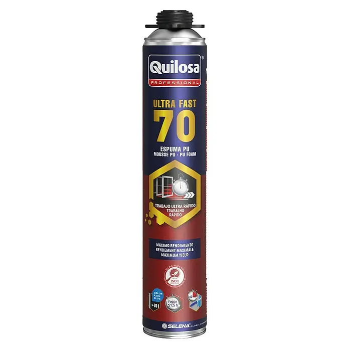 Quilosa Espuma de PU Orbafoam Ultra Fast 70 - 840 ml, Lata - Bote de espuma de PU Quilosa Ultra Fast 70 para aplicaciones profesionales, máximo rendimiento y resultados rápidos.