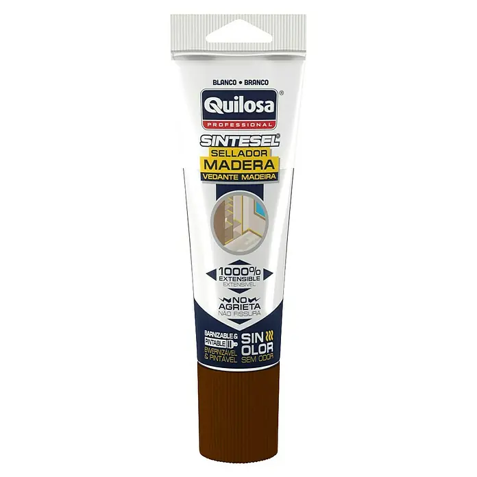 Quilosa Sellador para madera Sintesel - 125 ml, Blanco, Tubo - Sellador de madera Quilosa Sintesel, blanco. Ideal para sellar y proteger superficies de madera, para uso interior y exterior.