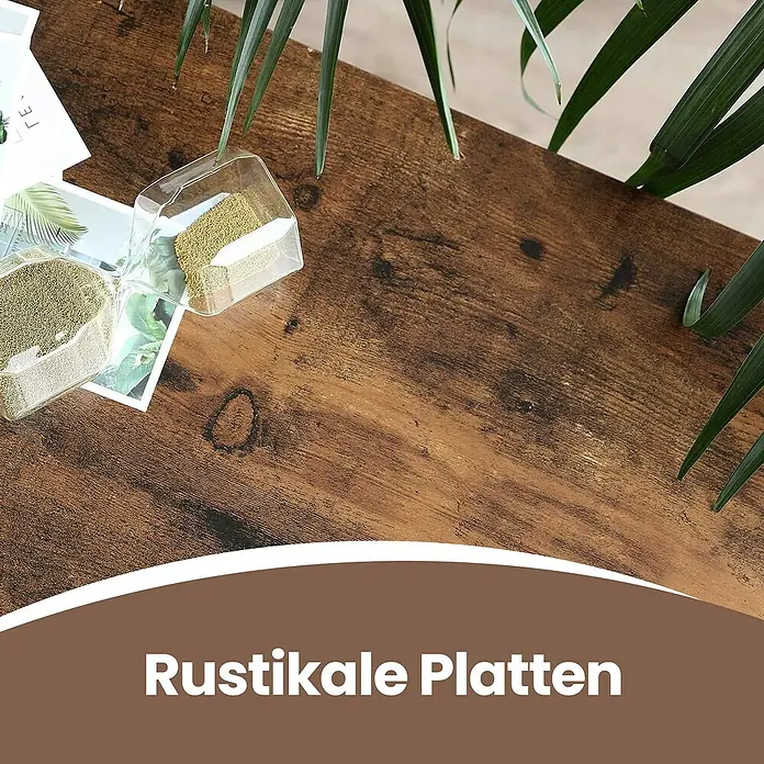 Schuhregal - L x B x H: 40 x 80 x 44,5 cm, Braun/Schwarz - Rustikale Holzplatten mit natürlicher Maserung und dekorativen Elementen. Ideal für stilvolle Möbel und Akzente im Vintage-Look.