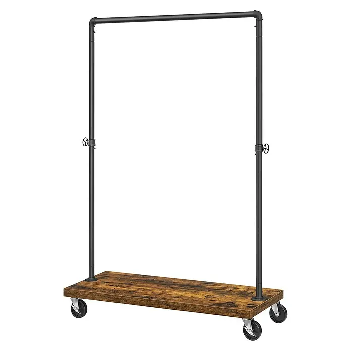 Kleiderwagen - L x B x H: 40 x 103,5 x 162 cm, Braun/Schwarz - Industrieller Kleiderständer mit Rollen und zwei Stangen für Kleidung, ideal für zusätzlichen Stauraum.