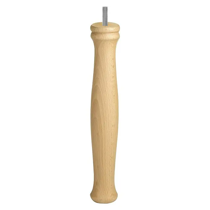 Rei Pata para muebles Transparente - Ø x L: 55 x 36 cm, Capacidad de carga: 30 kg, Madera - Una pata de mueble de madera clara con una varilla roscada en la parte superior, ideal para proyectos de bricolaje o reparaciones.