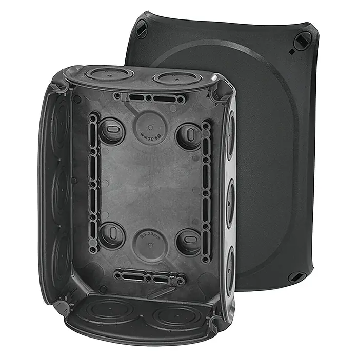 Hensel  Abzweigkasten DK 0600 B - 130 x 130 x 77 mm - Schwarzer Gerätekasten mit passendem Deckel, ein unverzichtbares Zubehör für sichere Elektroinstallationen und eine saubere Montage.