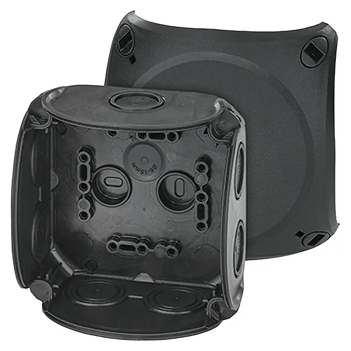 Hensel  Abzweigkasten DK 0400 B - 104 x 104 x 70 mm - Schwarze Unterputzdose mit Deckel. Ideal für Elektroinstallationen, robust und langlebig.\n