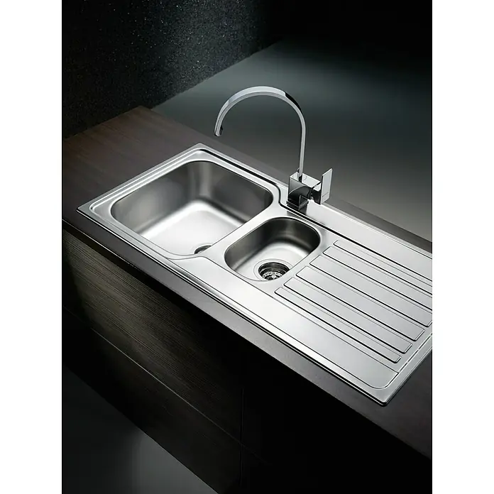 Admiral Einbauspüle Fedra - 100 x 50 cm, Edelstahl - Elegante Spüle aus Edelstahl mit Abtropffläche und modernem Wasserhahn, die Funktionalität und Stil in jeder Küche vereint.
