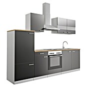 Respekta Küchenzeile KB270WS (Breite: 270 cm, Mit Elektrogeräten, Schwarz)