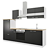 Respekta Küchenzeile KB270WS (Breite: 270 cm, Mit Elektrogeräten, Schwarz)