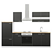 Respekta Küchenzeile KB270WS (Breite: 270 cm, Mit Elektrogeräten, Schwarz)