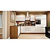 BAUHAUS Cocina esquinera Marleen (An x Pr: 340 x 170 cm, Blanco, Mate, Color del cuerpo: Marrón, Con electrodomésticos) | BAUHAUS