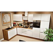 BAUHAUS Cocina esquinera Marleen (An x Pr: 340 x 170 cm, Blanco, Mate, Color del cuerpo: Marrón, Con electrodomésticos) | BAUHAUS