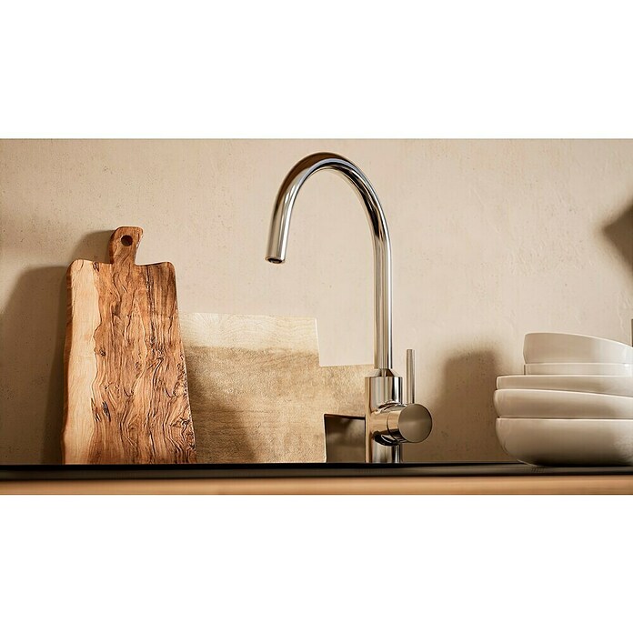 BAUHAUS Composición de cocina Marleen (Ancho: 310 cm, Blanco, Color del cuerpo: Marrón, Con electrodomésticos) | BAUHAUS