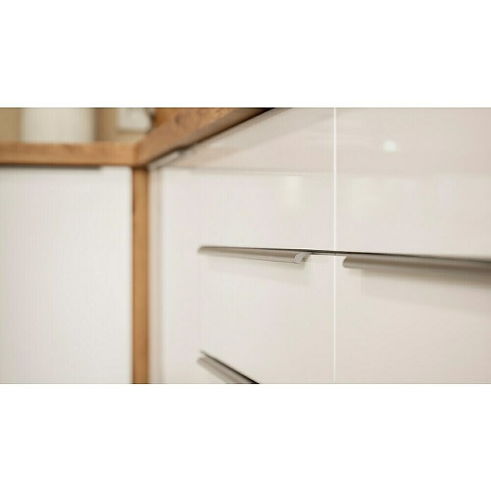 BAUHAUS Cocina esquinera Marleen (An x Pr: 340 x 170 cm, Blanco, Mate, Color del cuerpo: Marrón, Con electrodomésticos) | BAUHAUS