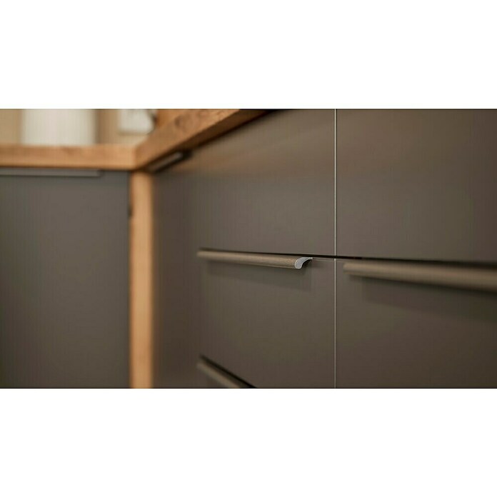 BAUHAUS Cocina esquinera Marleen (An x Pr: 340 x 170 cm, Gris, Mate, Color del cuerpo: Marrón, Con electrodomésticos) | BAUHAUS
