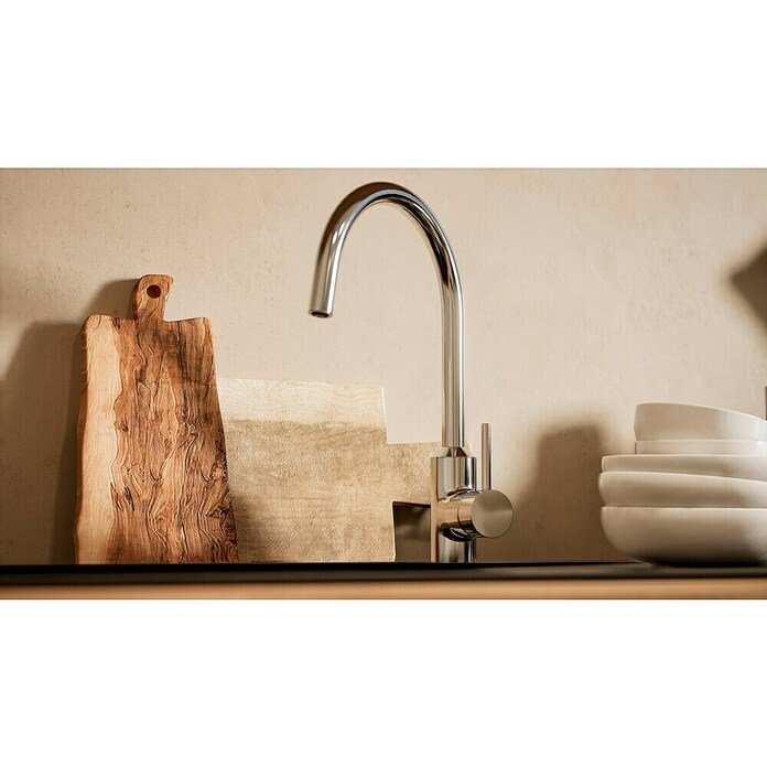 BAUHAUS Composición de cocina Marleen (Ancho: 340 cm, Gris, Color del cuerpo: Marrón, Con electrodomésticos) | BAUHAUS