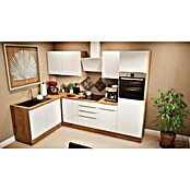 BAUHAUS Cocina esquinera Marleen (An x Pr: 280 x 170 cm, Blanco, Mate, Color del cuerpo: Marrón, Con electrodomésticos) | BAUHAUS