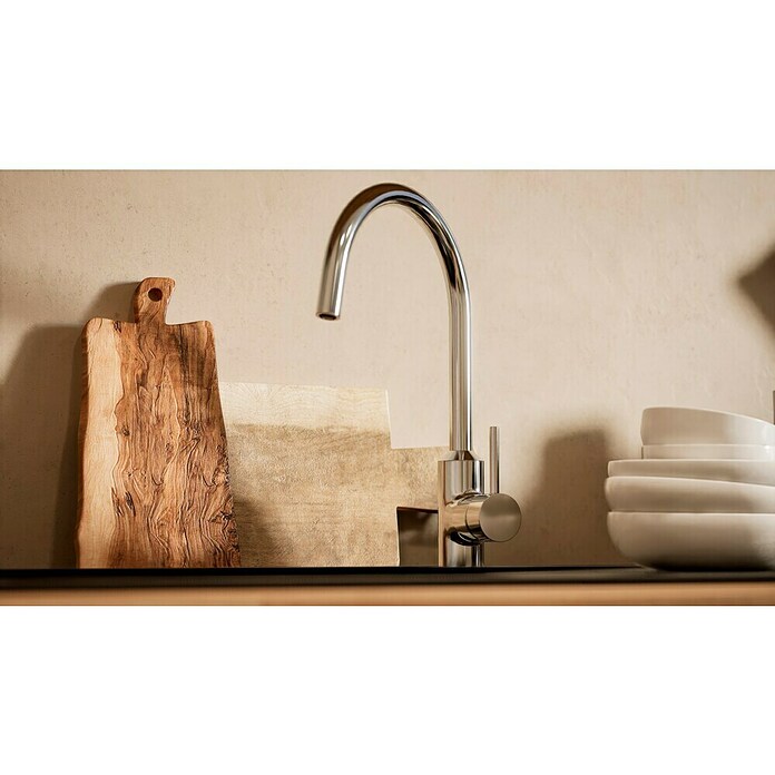 BAUHAUS Composición de cocina Marleen (Ancho: 370 cm, Gris, Color del cuerpo: Marrón, Con electrodomésticos) | BAUHAUS