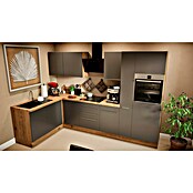 BAUHAUS Cocina esquinera Marleen (An x Pr: 310 x 170 cm, Gris, Mate, Color del cuerpo: Marrón, Con electrodomésticos) | BAUHAUS