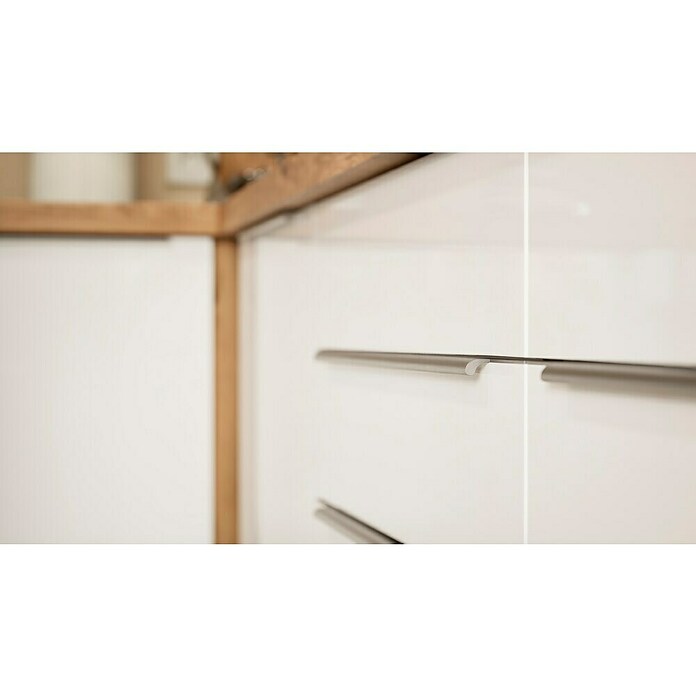 BAUHAUS Cocina esquinera Marleen (An x Pr: 280 x 170 cm, Blanco, Mate, Color del cuerpo: Marrón, Con electrodomésticos) | BAUHAUS