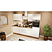 BAUHAUS Composición de cocina Marleen (Ancho: 280 cm, Blanco, Color del cuerpo: Marrón, Con electrodomésticos) | BAUHAUS