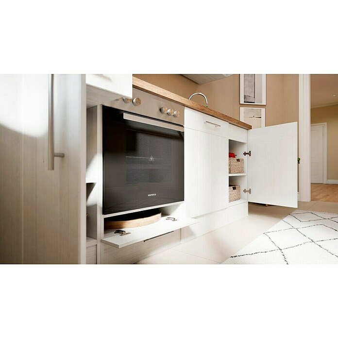 Respekta Premium Composición de cocina (Ancho: 220 cm, Con dispositivos eléctricos, Réplica de alerce blanco)