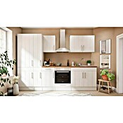 Respekta Premium Composición de cocina (Ancho: 300 cm, Con dispositivos eléctricos, Réplica de alerce blanco)
