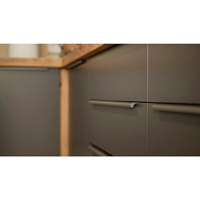 BAUHAUS Cocina esquinera Marleen (An x Pr: 370 x 170 cm, Gris, Mate, Color del cuerpo: Marrón, Con electrodomésticos) | BAUHAUS