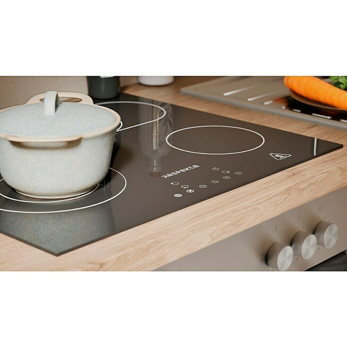 Respekta Premium Composición de cocina (Ancho: 210 cm, Con dispositivos eléctricos, Réplica de alerce blanco)