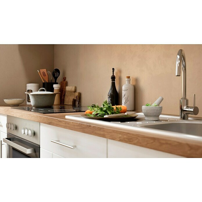 Respekta Premium Composición de cocina (Ancho: 220 cm, Con dispositivos eléctricos, Réplica de alerce blanco)