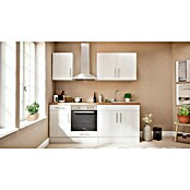 Respekta Premium Composición de cocina (Ancho: 210 cm, Con dispositivos eléctricos, Réplica de alerce blanco)