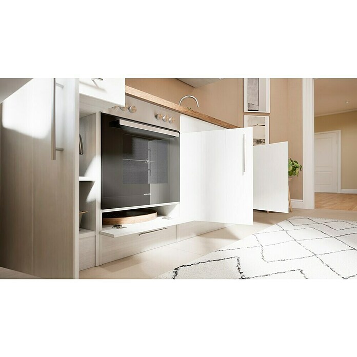 Respekta Premium Composición de cocina (Ancho: 210 cm, Con dispositivos eléctricos, Réplica de alerce blanco)