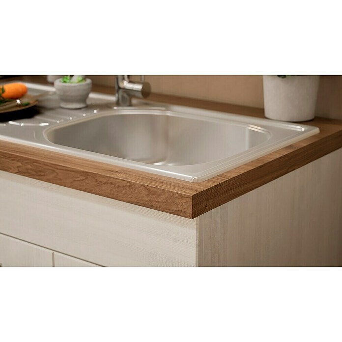 Respekta Premium Composición de cocina (Ancho: 300 cm, Con dispositivos eléctricos, Réplica de alerce blanco)