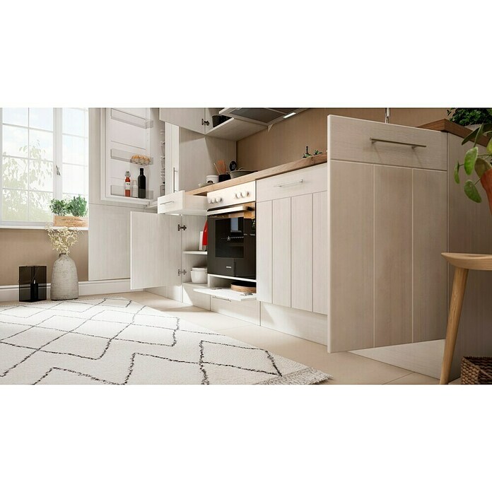 Respekta Premium Composición de cocina (Ancho: 310 cm, Con dispositivos eléctricos, Réplica de alerce blanco)
