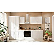 Respekta Premium Composición de cocina (Ancho: 310 cm, Con dispositivos eléctricos, Réplica de alerce blanco)