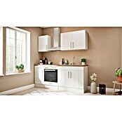 Respekta Premium Composición de cocina (Ancho: 210 cm, Con dispositivos eléctricos, Réplica de alerce blanco)