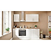 Respekta Premium Composición de cocina (Ancho: 220 cm, Con dispositivos eléctricos, Réplica de alerce blanco)