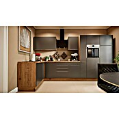 BAUHAUS Cocina esquinera Marleen (An x Pr: 370 x 170 cm, Gris, Mate, Color del cuerpo: Marrón, Con electrodomésticos) | BAUHAUS