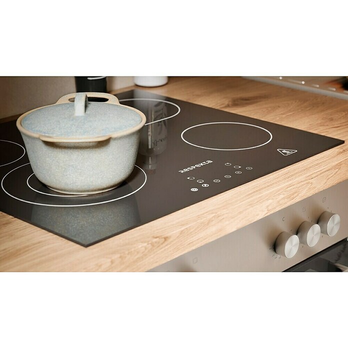 Respekta Premium Composición de cocina (Ancho: 220 cm, Con dispositivos eléctricos, Réplica de alerce blanco)