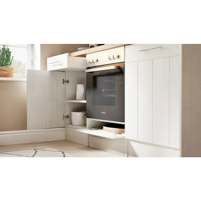 Respekta Premium Composición de cocina (Ancho: 220 cm, Con dispositivos eléctricos, Réplica de alerce blanco)