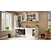 Respekta Premium Composición de cocina (Ancho: 250 cm, Con dispositivos eléctricos, Réplica de alerce blanco)