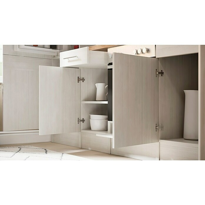 Respekta Premium Keukenblok (Breedte: 270 cm, Met elektrische apparatuur, Witte lariks-look)