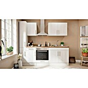 Respekta Premium Composición de cocina (Ancho: 240 cm, Con dispositivos eléctricos, Réplica de alerce blanco)