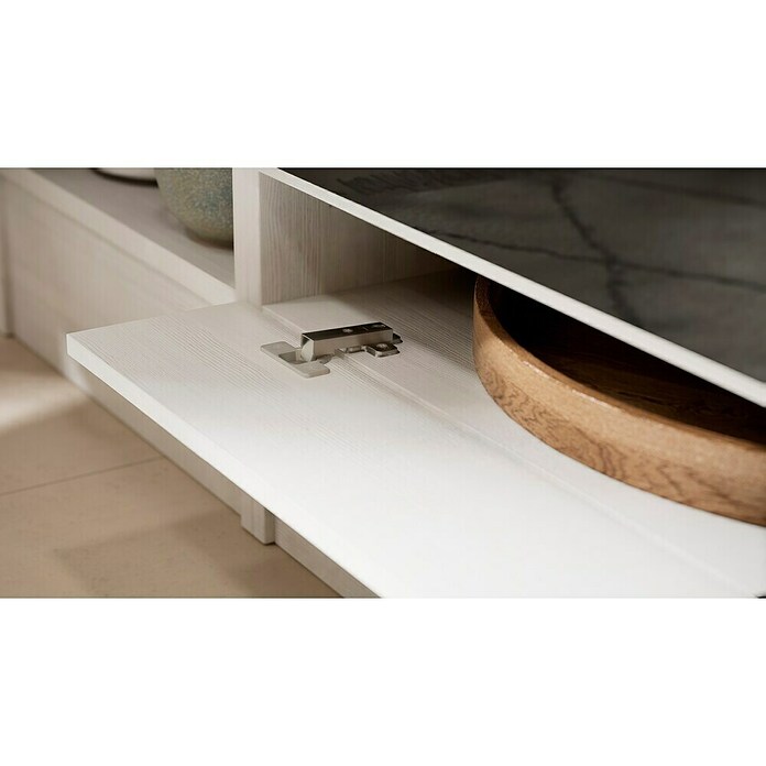 Respekta Premium Composición de cocina (Ancho: 280 cm, Con dispositivos eléctricos, Réplica de alerce blanco)