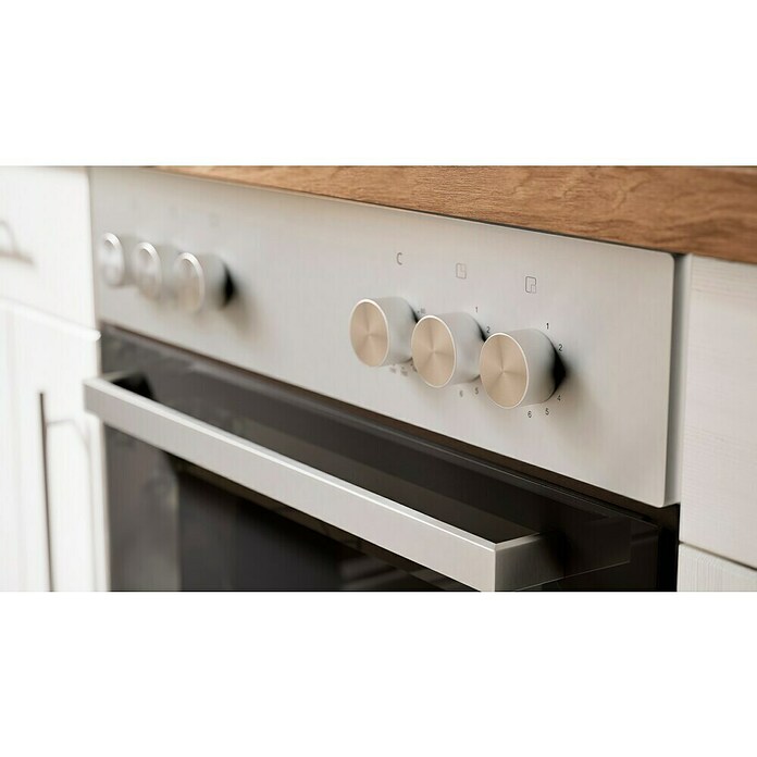 Respekta Premium Composición de cocina (Ancho: 240 cm, Con dispositivos eléctricos, Réplica de alerce blanco)