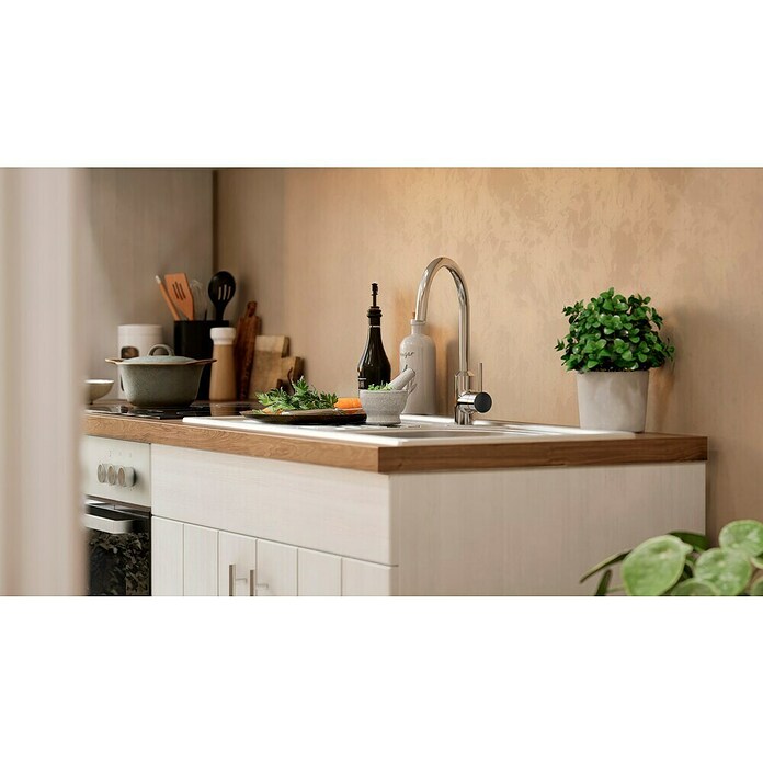 Respekta Premium Composición de cocina (Ancho: 240 cm, Con dispositivos eléctricos, Réplica de alerce blanco)