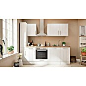 Respekta Premium Composición de cocina (Ancho: 250 cm, Con dispositivos eléctricos, Réplica de alerce blanco)