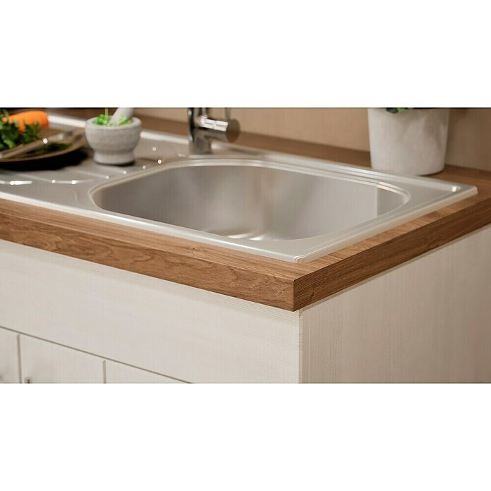 Respekta Premium Composición de cocina (Ancho: 240 cm, Con dispositivos eléctricos, Réplica de alerce blanco)